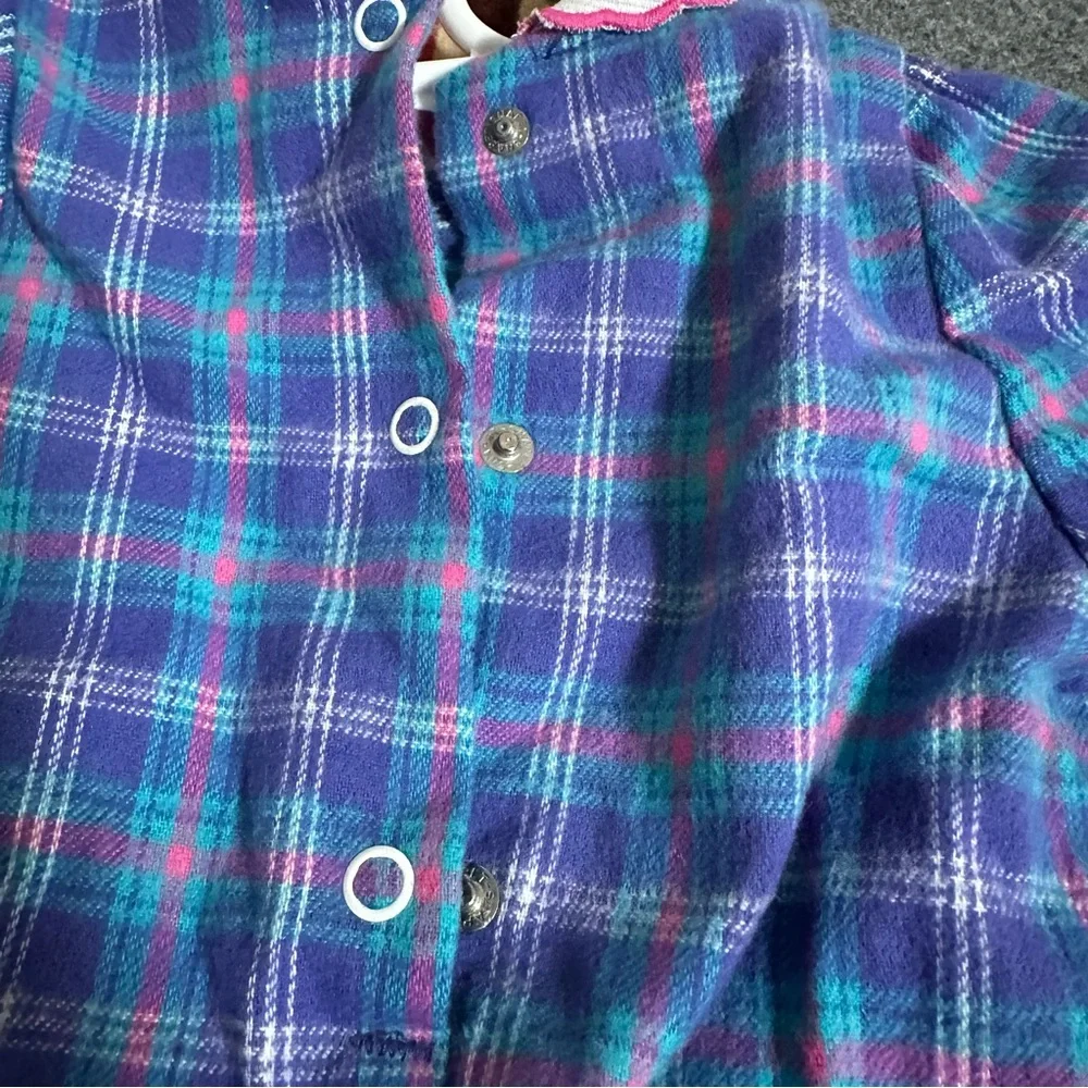 Healthtex one piece romper longsleeves plaid with collar ribbons 12 mos new